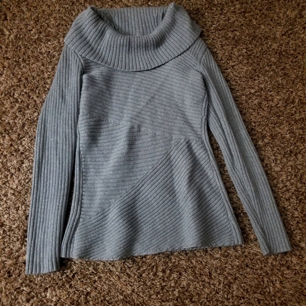 Cowl Neck geometric glitter sweater